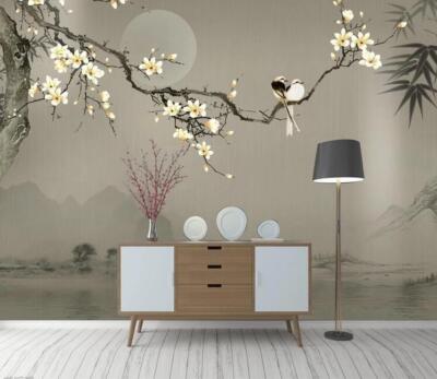3D Flower Branch Moon 47897NA Wallpaper Wall Murals Removable Wallpaper Fay