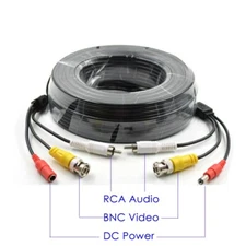 50 Feet Pre Made Cable with Video Audio & Power for CCTV Security Camera DVR 