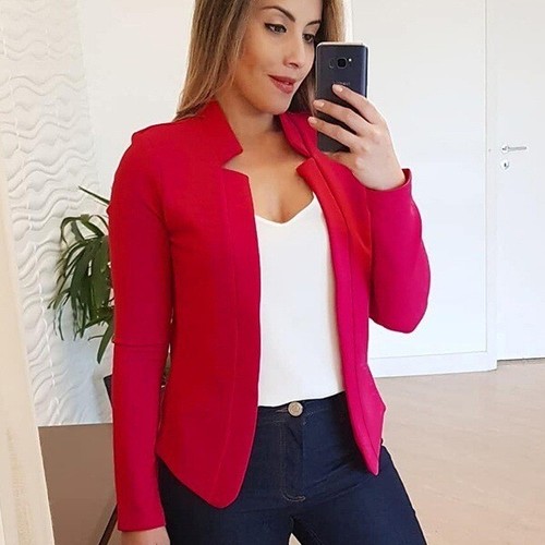 Women Ladies Long Sleeve Open Blazer Suit Work Pocket Jacket Coat Tops Plus size - Picture 8 of 42
