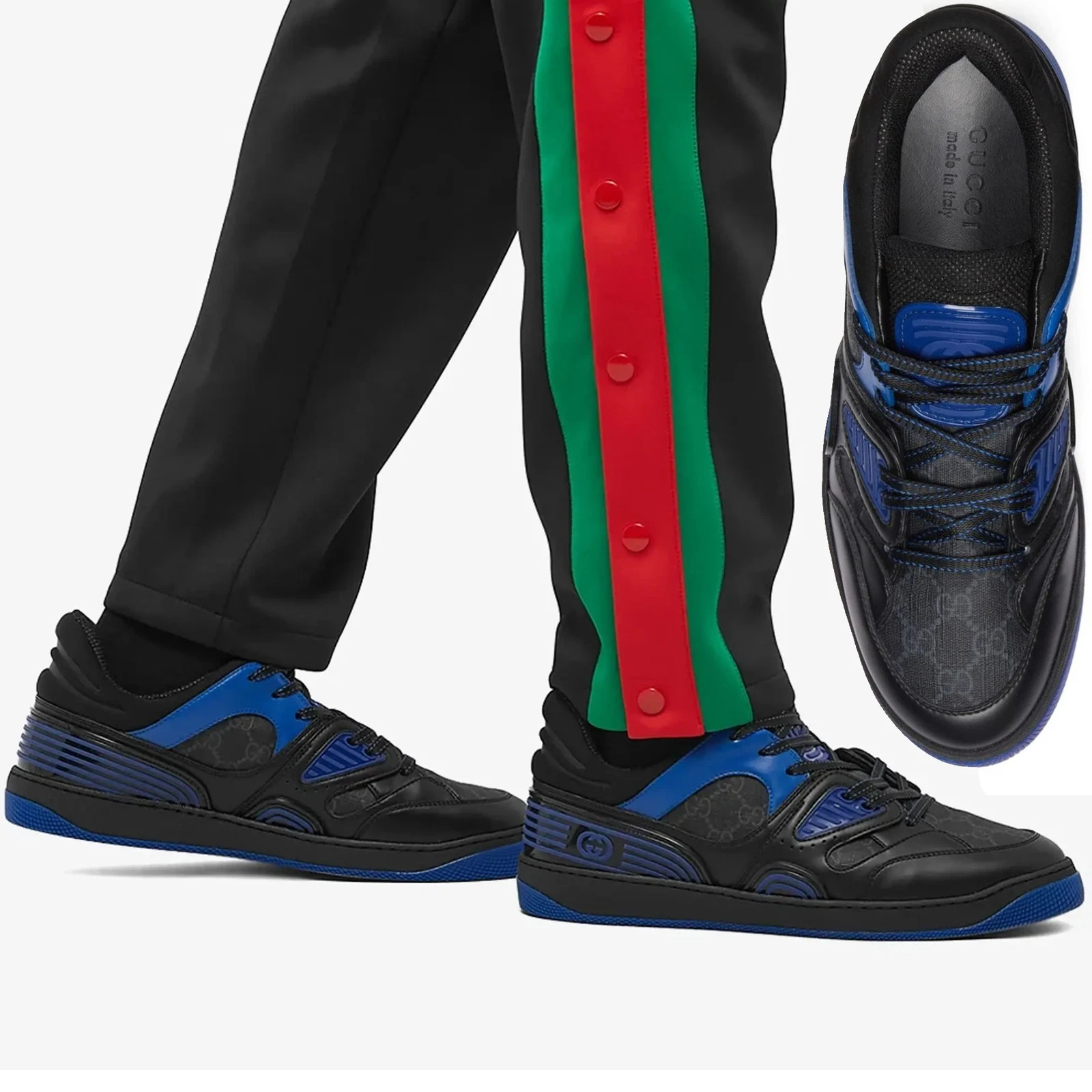 BASKETS GUCCI HOMME BAS PANIER NOIR LOGO GG SUPREME CHAUSSURES taille 14 14,5