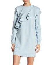 Love, Fire 163410 Women's Ruffle Sweatshirt Dress Celestial Blue Sz. XS