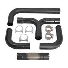Stainless Steel 4 T Pipe Kit Dual Smoker Exhaust Stack System Universal Black