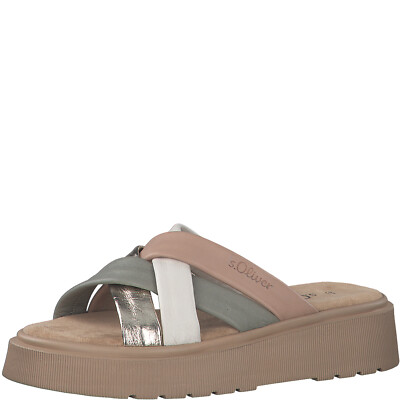 Damen Pantolette Pantoletten Sandalen Schuhe bunt Leder