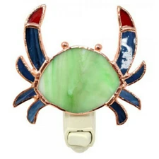 BLUE CRAB STAINED GLASS NIGHTLIGHT NIGHT LIGHT GE274 OCEAN TROPICAL DECOR