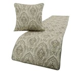 Queen Bed Runner Grey Jacquard,Quilted,Damask&Gold Zari Embroidery-Winifred