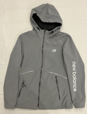 New Balance Women's 4-Way Stretch Softshell Hooded Light Grey Jacket Sz Small