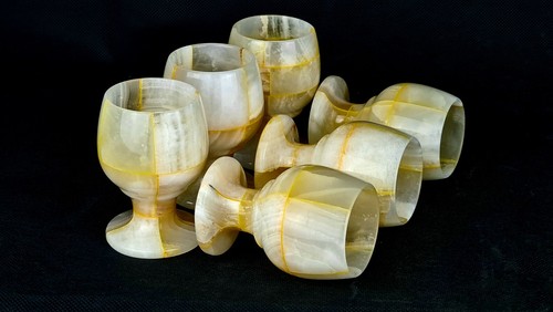 Beautifully Handcrafted Onyx Marble Stone Multi coloured Wine Glass (Set of 6) - Picture 2 of 7