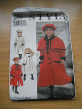 Style 2353 Victorian Edwardian Childs Coat, Cape, Hat Sewing Pattern Sz 3-8 RARE