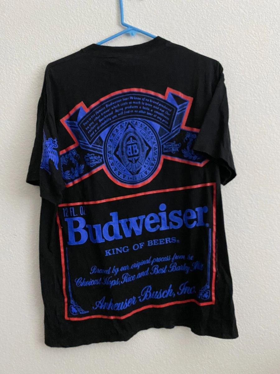 90s Budweiser シングルステッチ WILD OATS Tシャツ Vintage Wild Oats Budweiser Shirt Mens Black All Over Single