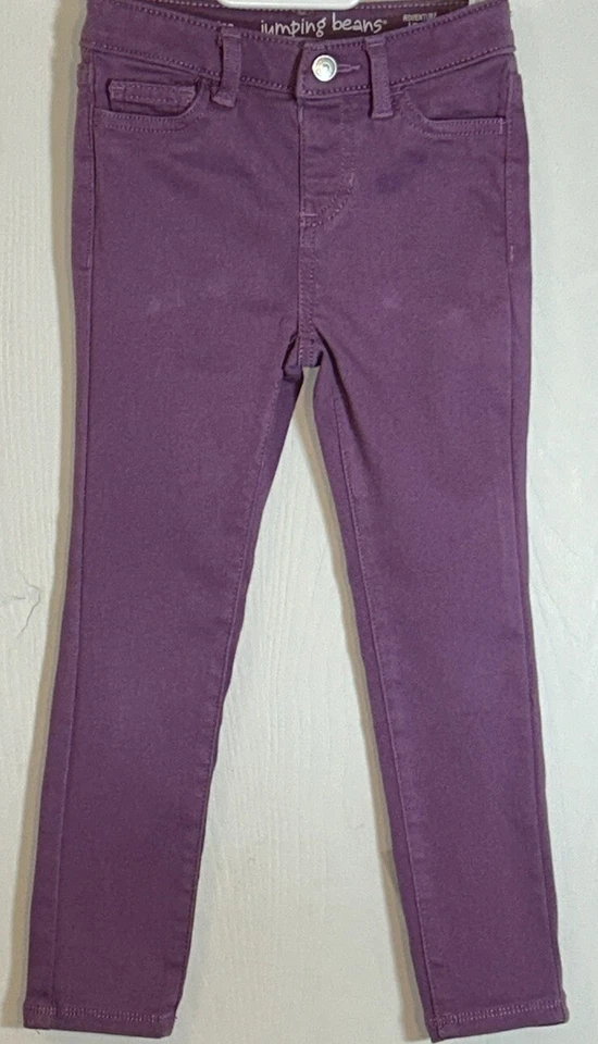 Jumping Beans Little Girl Sz 4 Pants Purple Adjustable Waist Front Snap Pockets - Image 2 of 4