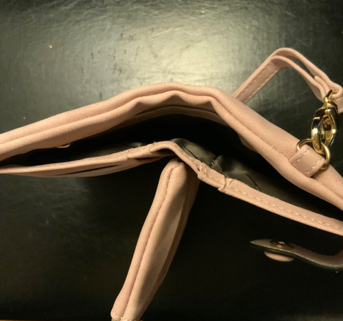 Dreifach faltbare Multi-Karten Geldbörse Damen (Riemen, Münzfach, Kartenfächer) rosa Leder - Bild 5 von 5