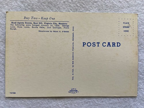 Road Agents Graves, Boot Hill, Virginia City, Montana Vintage Postcard - 第 2/2 張圖片