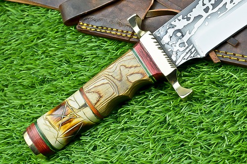Coltello da caccia lama acciaio J2 17" personalizzato fatto a mano, coltello Bowie con fodero UN-8194 - Foto 7 di 11