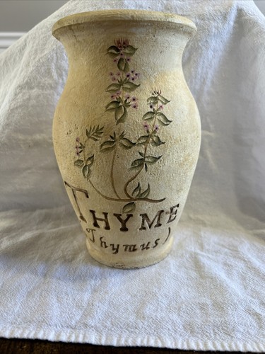 Steinzeug Studiokeramik handbemalte Vase THYMIAN Motiv rustikal toskanischer Look 8 Zoll