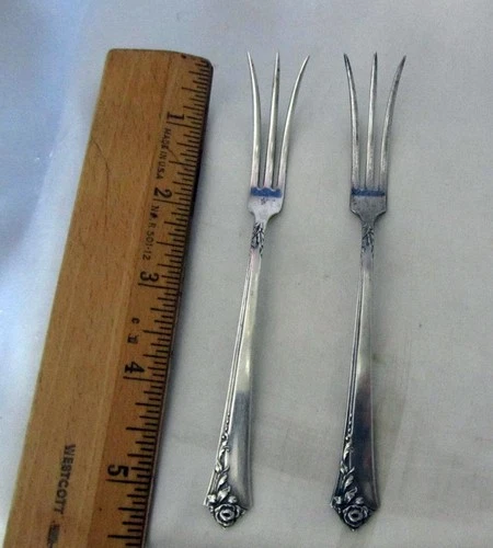 Wallace Rose Point Sterling Cocktail Forks - 2 Pieces - No Monogram