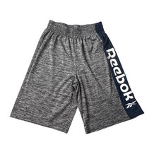 Reebok Shorts Boys M Gray Space Dye Logo Athletic Performance Activewear