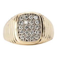 Gent's Diamond Cluster Ring 20 Diamonds .60 Carat T.W. 14K Yellow Go B07005715 
