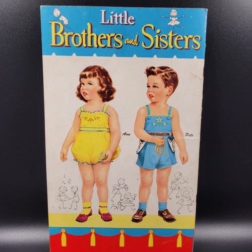 Whitman Little Brothers & Sisters 8.5" Paper Dolls Tim Kay Ann Pete Uncut 1953 - Picture 2 of 8