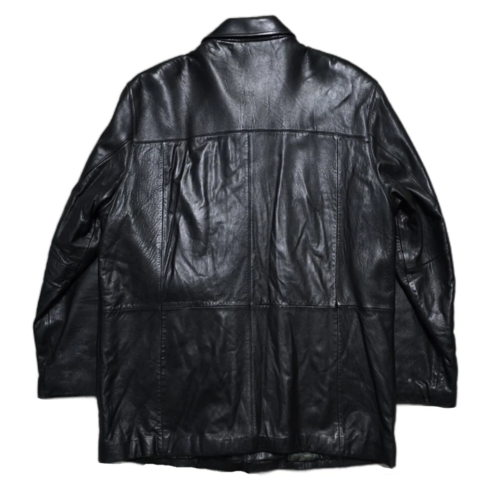 Adler 正品羊皮皮革夹克绗缝衬里 4 纽扣外套男式 XL 阅读 — 第 3/4 张图片