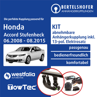AnhäNgerkupplung Abn U.13Pol Spez E-Satz FüR Honda Accord Stufenheck Viii CU 08-