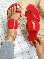 Women Summer Flat Sandals Toe Ring Slides Casual Beach Slippers Fashion Shoes