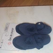 Isotoner Women's Ballet Slippers Navy Fabric Memory Foam Slip On Flat Small