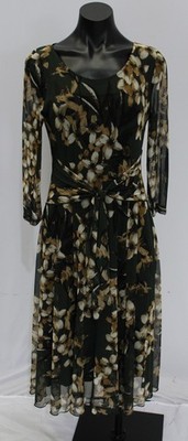 Connected Apparel Women's Floral Printed Mesh Shift Dress SV3 Loden Size 6 NWT