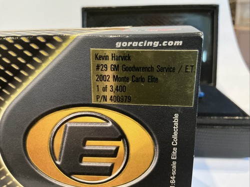 Kevin Harvick #29 GM Goodwrench 2002 Monte Carlo Elite E.T. Diecast 1:64 Elite - Picture 4 of 5