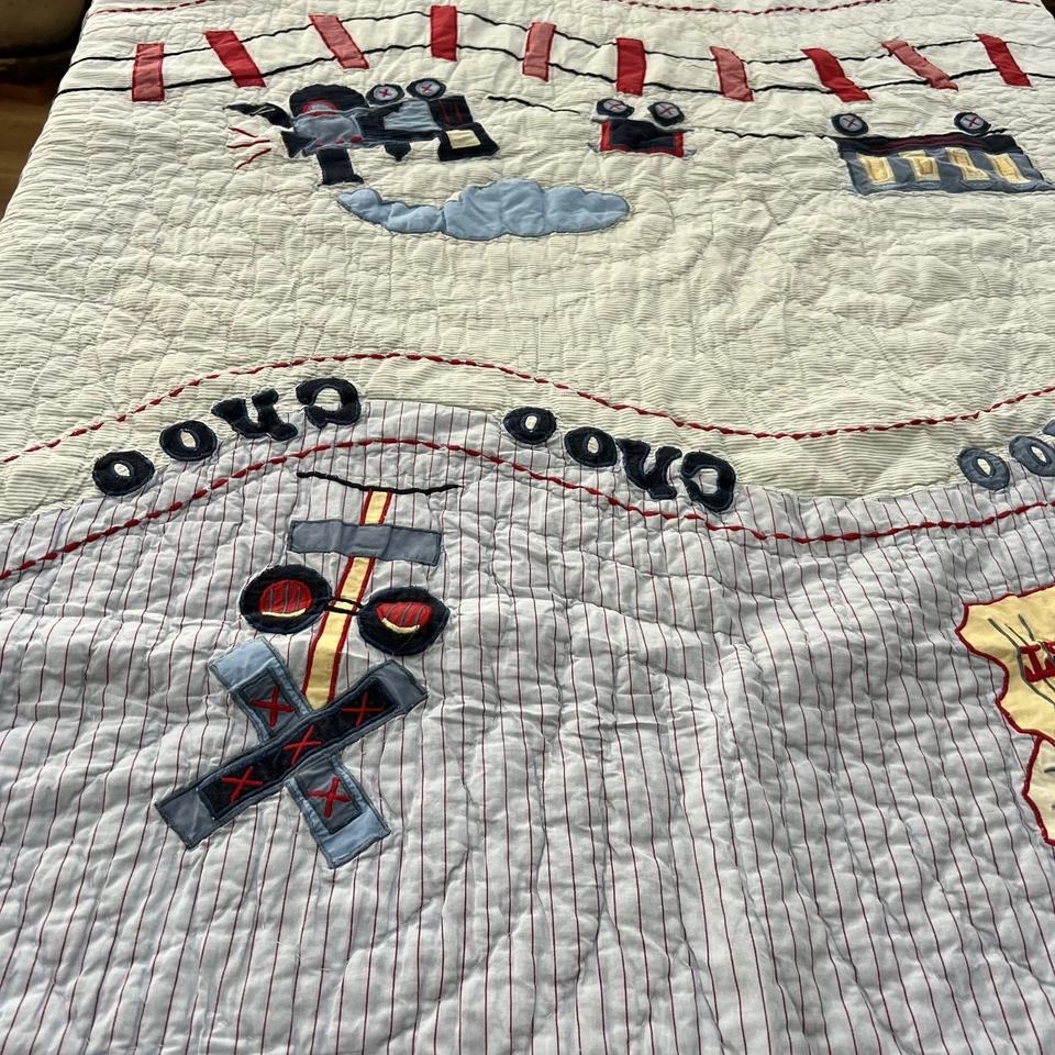 Edredón Pem America Inc 68"x86" Choo Choo Train Patchwork Multicolor 100% Algodón Foto 3 de 4