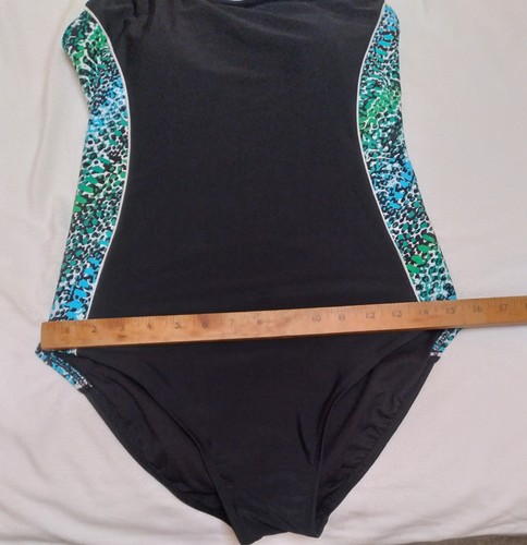 Women’s Catalina One Piece Swimsuit Size 12 Jet Black W/blue,green,white Insets - Picture 8 of 8