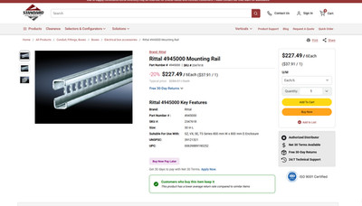 *Pack of 5* Rittal SZ 4945.000 C Rails 30/15 to EN 60 715 for VX, TS, VX SE -...