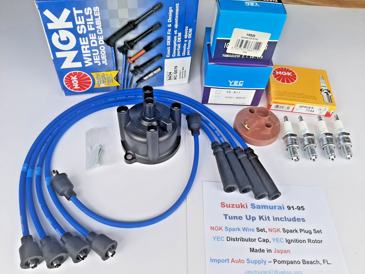 Suzuki Samurai 90-95 NGK Spark Wire Set & Plugs, YEC Distributor
