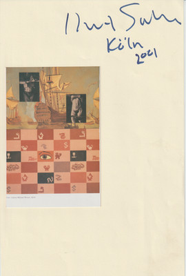 David Salle, orig sign Pape mit Foto, A4