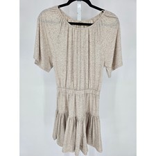 Chelsea & Violet Womens Sz XS Knee Length A Line Dress Beige Boho Short Sleeve