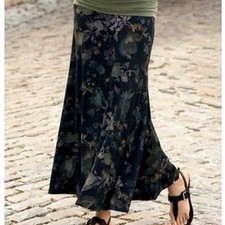 Floral Maxi Skirt L Black Green Dark Fairy Goblin Whimsigoth Goth Grunge Emo