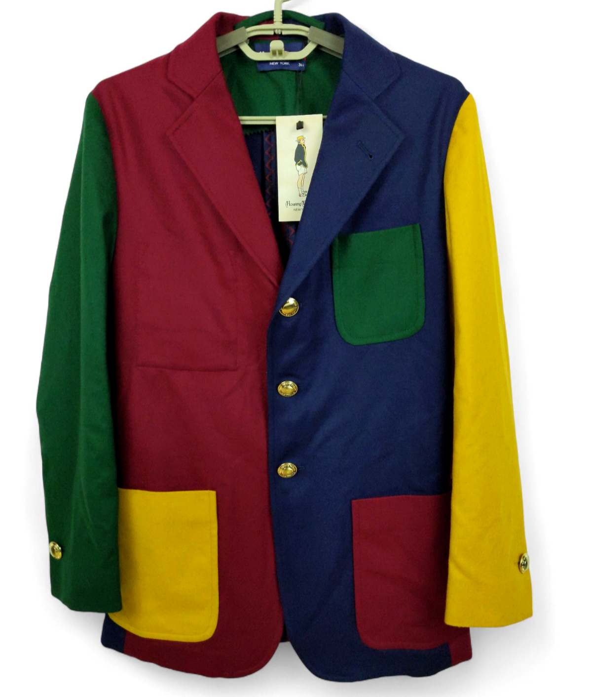 FILA Giacca blazer canottaggio uomo 36S senza sfiato colorblock flanella 3 rotoli 2 bottoni oro