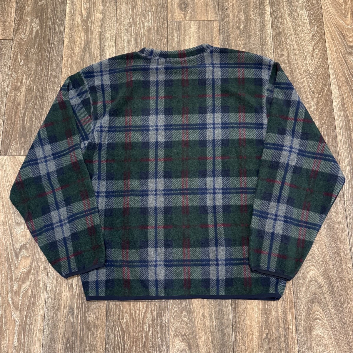 VTG Nautica NauTech Fleece Sweatshirt Men’s Large Black Watch Tartan Plaid 90s View 2