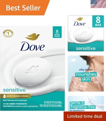 Dove Beauty Bar Soap Sensitive - 8 Fragrance-Free 3.75 oz Bars for Gentle Care