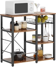 SDHYL Coffee Bar, 35 Inch Bakers Rack Microwave Stand with 5 Storage Shelves Han