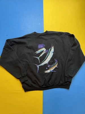 Vintage Y2k Guy Harvey Sweatshirt Swordfish Size XXL Crewneck Black Ocean Nature
