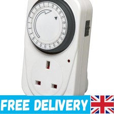 Compact 24-Hour Timer Plug Socket - Ideal for Christmas Lights & Home Security