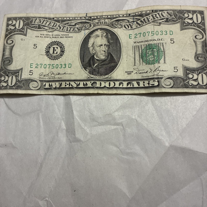 $20 Twenty Dollar Bill Federal Reserve Note 1981  Richmond VA ser# E27075033D