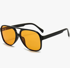 Retro Vintage 70s Sunglasses for Men Women Oversized Yellow Lens Shades