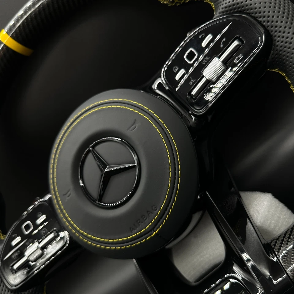 Mercedes AMG Carbon Lenkrad NEU - gelbe Akzente - ohne Codieren - Bild 4 von 4