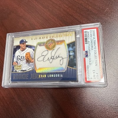 2008 UD Ultimate Collection Evan Longoria Gold Jersey Auto /25 RC #101 PSA 6