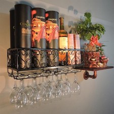 Wall Mounted Wine Glass Rack Shelf Bar/Home Drink Bottle Storage Display Holder