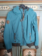 Naketano Damen Kapuzenjacke – Größe L (40/12) | Türkis mit Kordelzug & Leder