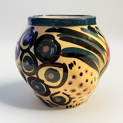 MAINE Alli Cat Art Pottery Vase Whimsical Abstract 4'' Unique Shape SIGNED