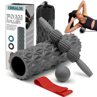 5 in 1 Foam Roller Set - Trigger Point Foam Back Roller, Muscle Roller Stick,...