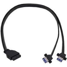 USB 3.0 Front Panel Cable, Motherboard 19/20pin Header Splitter to 2 USB Fema...